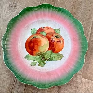 Rare Antique‎ Limoges France Hand painted Watermelon Color Apple Plate 10”